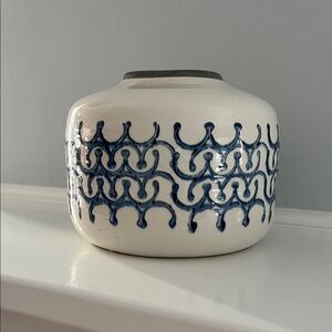NAADAM Ceramic Vase with Navy Accents